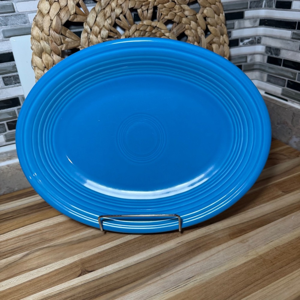 Fiesta Peacock Blue 9.5 inch Small Oval Platter Homer Laughlin China USA